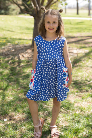 Blue Dot Pocket Dress-Dresses-Wellington Design Co - Wellie Kate-Stella Violet Boutique in Arvada, Colorado