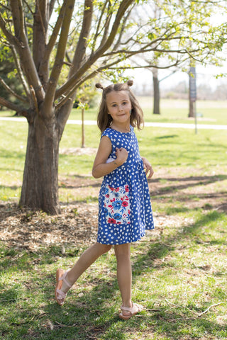 Blue Dot Pocket Dress-Dresses-Wellington Design Co - Wellie Kate-Stella Violet Boutique in Arvada, Colorado