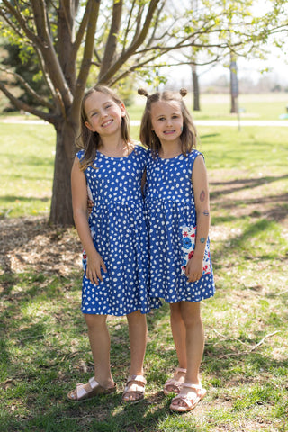 Blue Dot Pocket Dress-Dresses-Wellington Design Co - Wellie Kate-Stella Violet Boutique in Arvada, Colorado