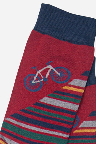 Men's Bamboo Socks - Mountain Bike and Stripe-Socks-Sock Talk-Stella Violet Boutique in Arvada, Colorado