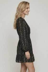 FLORAL PRINT SMOCKING WAIST LONG SLEEVE TIER MINI DRESS-Dress-Doe & Rae-Stella Violet Boutique in Arvada, Colorado