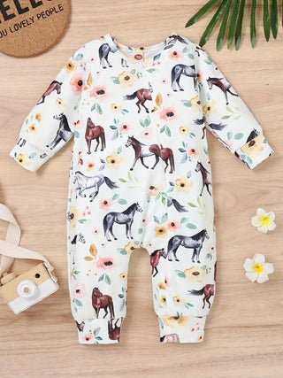 Floral Horse Infant Romper-Romper-Sparkledots-Stella Violet Boutique in Arvada, Colorado