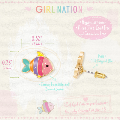 Glitter Rainbow Fish Stud Earrings-Earrings-Girl Nation-Stella Violet Boutique in Arvada, Colorado