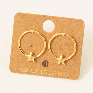 Gold Dipped Star Charm Hoop Drop Stud Earrings-Earrings-Fame Accessories-Stella Violet Boutique in Arvada, Colorado