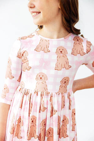 Goldendoodle 3/4 Sleeve Pocket Twirl Dress-Dresses-Mila & Rose-Stella Violet Boutique in Arvada, Colorado