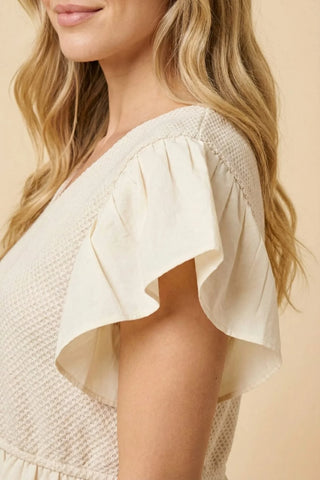 Mix Media Tiered Peplum Top-Apparel & Accessories-Hayden LA-Stella Violet Boutique in Arvada, Colorado