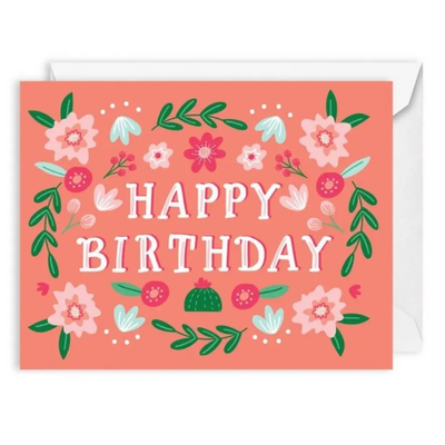 Happy Birthday Folk Floral Greeting Card-Greeting Card-Pippi Post-Stella Violet Boutique in Arvada, Colorado