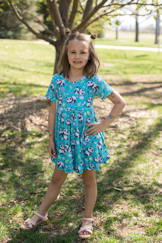 Happy Pandas Twirly Dress-Dresses-Sparkledots - Little Jo Lemon-Stella Violet Boutique in Arvada, Colorado