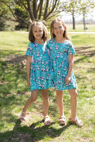 Happy Pandas Twirly Dress-Dresses-Sparkledots - Little Jo Lemon-Stella Violet Boutique in Arvada, Colorado