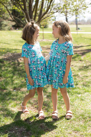 Happy Pandas Twirly Dress-Dresses-Sparkledots - Little Jo Lemon-Stella Violet Boutique in Arvada, Colorado