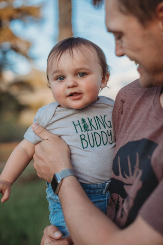 Hiking Buddy Onesie-Baby One-Pieces-Made of Mountains-Stella Violet Boutique in Arvada, Colorado