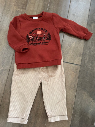 Wanderer Fleece + Cord Set-Baby & Toddler Outfits-Bon Bebe-Stella Violet Boutique in Arvada, Colorado