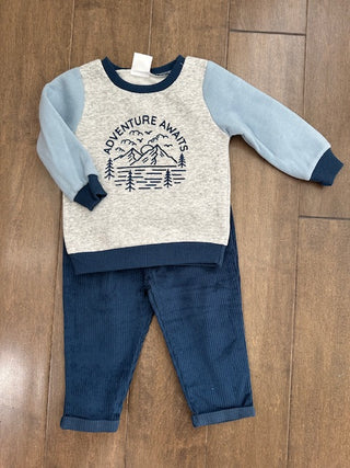 Adventure Awaits Fleece + Cord Set-Baby & Toddler Outfits-Bon Bebe-Stella Violet Boutique in Arvada, Colorado