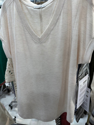 Oatmeal Textured V-Neck Tee-Top-Staccato-Stella Violet Boutique in Arvada, Colorado