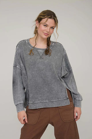 Worn-In Wonder Striped Sweatshirt-Shirts & Tops-Blu Pepper-Stella Violet Boutique in Arvada, Colorado