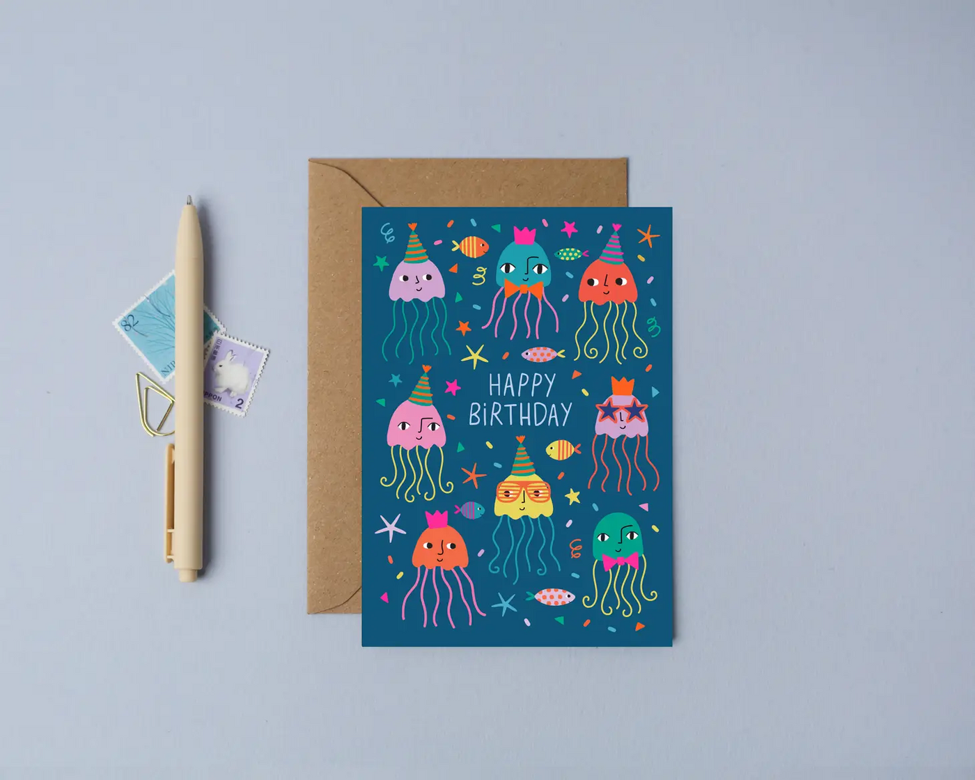 Jellyfish Party Birthday Card-Greeting Card-Mifkins-Stella Violet Boutique in Arvada, Colorado
