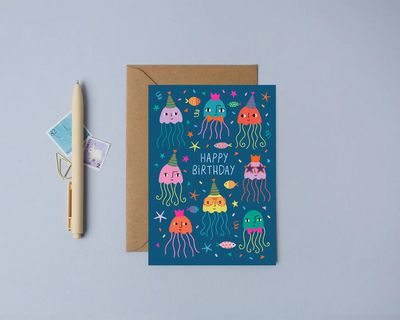 Jellyfish Party Birthday Card-Greeting Card-Mifkins-Stella Violet Boutique in Arvada, Colorado