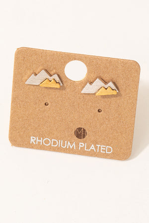 Two-Tone Mountain Stud Earrings-Fame Accessories-Stella Violet Boutique in Arvada, Colorado