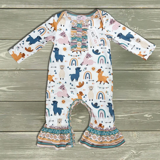 Llama Party Girls Romper-Romper-Pete & Lucy-Stella Violet Boutique in Arvada, Colorado