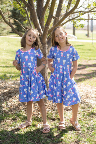 Lovely Meow Twirl Dress-Dress-Pete & Lucy-Stella Violet Boutique in Arvada, Colorado