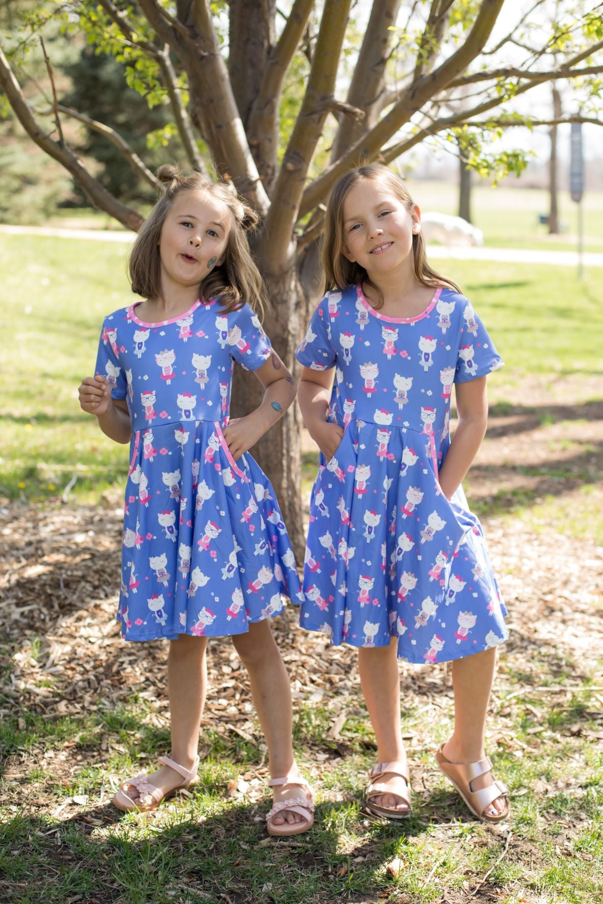 Lovely Meow Twirl Dress-Dress-Pete & Lucy-Stella Violet Boutique in Arvada, Colorado