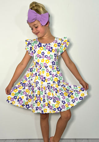 Mardi Daisy Girls Dress-Dress-Clover Cottage-Stella Violet Boutique in Arvada, Colorado