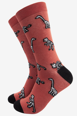 Men's Bamboo Socks - Dinosaur Skeleton-Socks-Sock Talk-Stella Violet Boutique in Arvada, Colorado