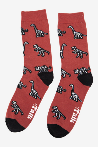 Men's Bamboo Socks - Dinosaur Skeleton-Socks-Sock Talk-Stella Violet Boutique in Arvada, Colorado