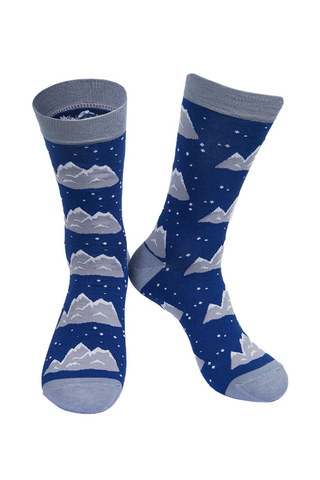 Men's Bamboo Socks - Snowy Mountains-Socks-Sock Talk-Stella Violet Boutique in Arvada, Colorado