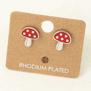 Mini Red Mushroom Stud Earrings-Earrings-Fame Accessories-Stella Violet Boutique in Arvada, Colorado