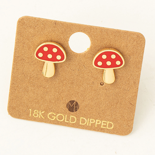 Mini Red Mushroom Stud Earrings-Earrings-Fame Accessories-Stella Violet Boutique in Arvada, Colorado