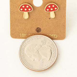 Mini Red Mushroom Stud Earrings-Earrings-Fame Accessories-Stella Violet Boutique in Arvada, Colorado