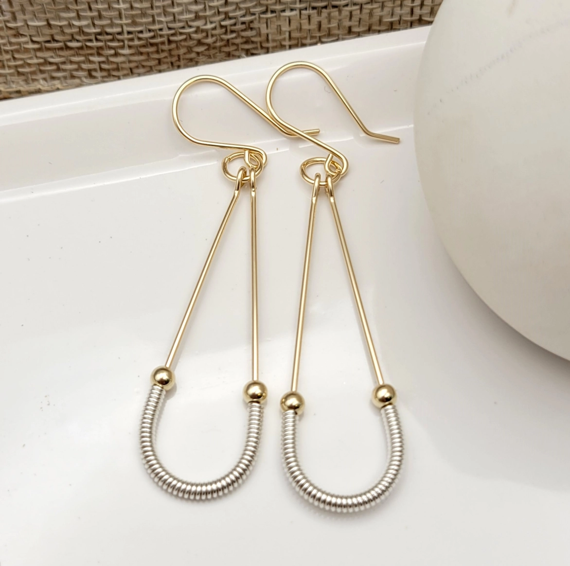 Modern Gold and Silver Coil Hoop Earrings-Earrings-Bijou by Sam-Stella Violet Boutique in Arvada, Colorado