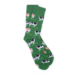 Men's Cows on Green Field Socks-Socks-Selini NY-Stella Violet Boutique in Arvada, Colorado