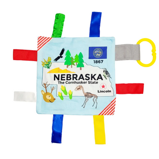 Nebraska State Baby Learning Crinkle Tag Square 8"x 8" Toy-Baby Jack and Company-Stella Violet Boutique in Arvada, Colorado