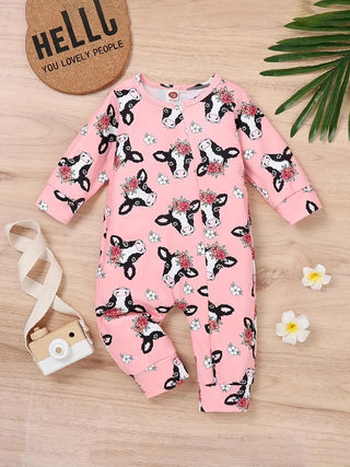 Pink Cow Infant Romper-Romper-Sparkledots-Stella Violet Boutique in Arvada, Colorado