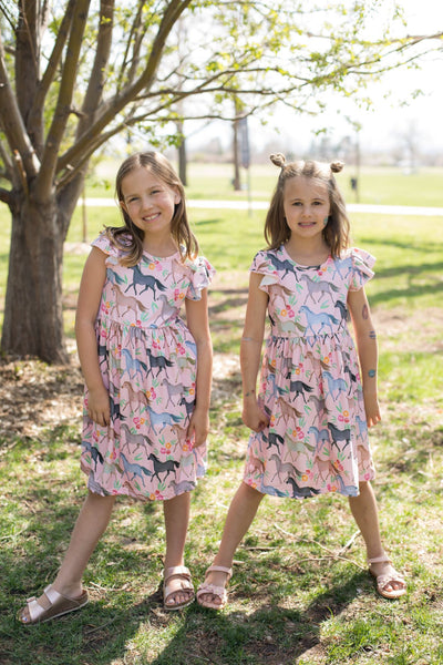 Pink Horse Twirl Dress-Dress-Adorable Sweetness-Stella Violet Boutique in Arvada, Colorado