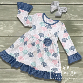 Rainbow Blues Dress-Dresses-Pete & Lucy-Stella Violet Boutique in Arvada, Colorado