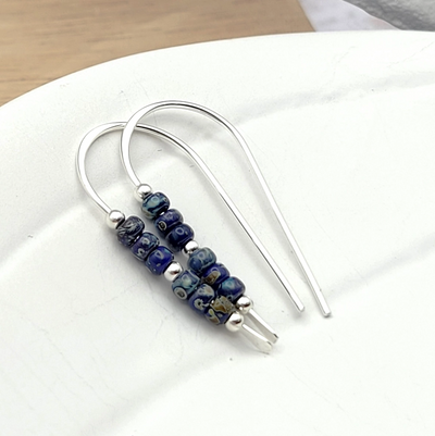 Sterling Silver Beaded Threader Earrings-Earrings-Bijou by Sam-Stella Violet Boutique in Arvada, Colorado