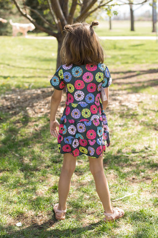 Sprinkled Donuts Tiered Twirly Dress-Dresses-Sparkledots - Little Jo Lemon-Stella Violet Boutique in Arvada, Colorado