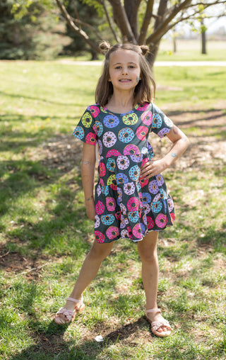 Sprinkled Donuts Tiered Twirly Dress-Dresses-Sparkledots - Little Jo Lemon-Stella Violet Boutique in Arvada, Colorado