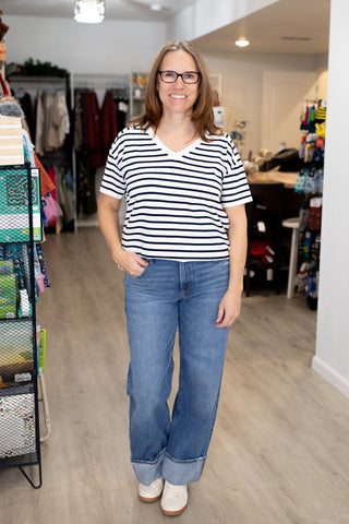 Striped V-Neck Sweater