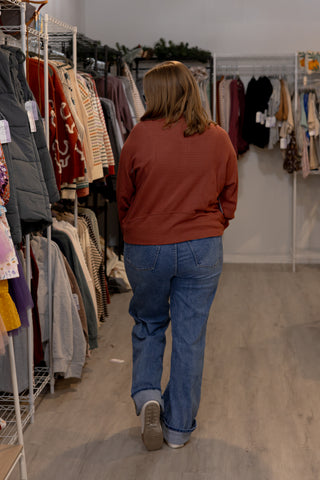 Textured Half Zip Sweatshirt-Top-Doe & Rae-Stella Violet Boutique in Arvada, Colorado