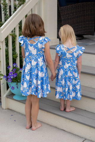 Cheerful Chicken Twirl Dress-Dress-Okie and Lou-Stella Violet Boutique in Arvada, Colorado