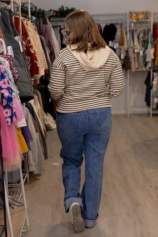 Seaside Stripe Zip Hoodie-Shirts & Tops-Staccato-Stella Violet Boutique in Arvada, Colorado