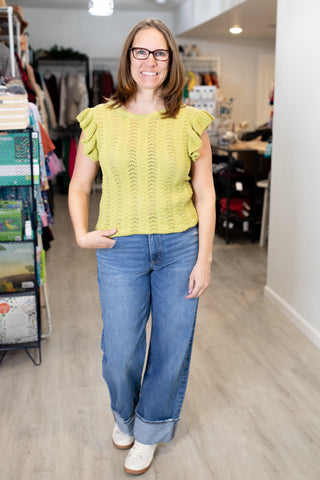 Eyelet Crochet Knit Top-Shirts & Tops-Blu Pepper-Stella Violet Boutique in Arvada, Colorado