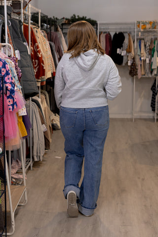 Cropped Quarter Zip Hoodie-Outerwear-Rae Mode-Stella Violet Boutique in Arvada, Colorado