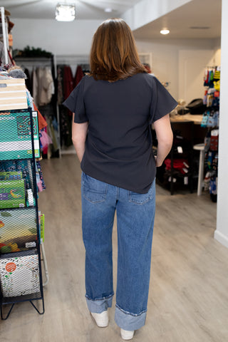 Flutter Sleeve V-Neck Top-Shirts & Tops-Zenana-Stella Violet Boutique in Arvada, Colorado