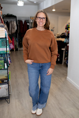 Long Sleeve Crewneck-Outerwear-Rae Mode-Stella Violet Boutique in Arvada, Colorado