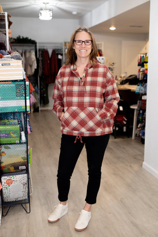 Flannel Pullover Hoodie-Top-Doe & Rae-Stella Violet Boutique in Arvada, Colorado